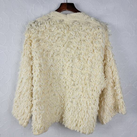 Anthropologie Akemi + Kin Womens Cardigan One Size Cream Loopy Knit Open Front - Picture 5 of 12